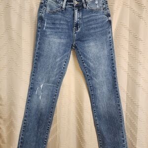 KanCan Mid-Rise Straight Leg Jeans in Faded Blue Wash